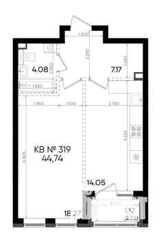 1-к квартира, вторичка, 45м2, 3/23 этаж