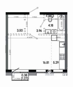 Студия квартира, вторичка, 34м2, 14/16 этаж