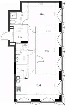 2-к квартира, вторичка, 72м2, 6/15 этаж