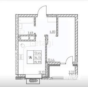 1-к квартира, строящийся дом, 36м2, 4/8 этаж