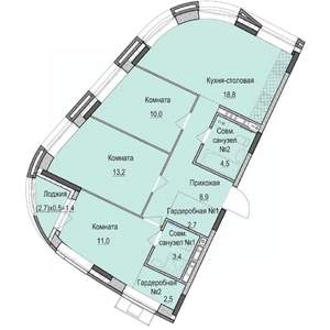 3-к квартира, строящийся дом, 76м2, 5/14 этаж