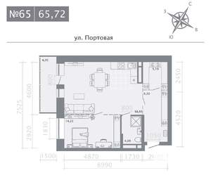 1-к квартира, строящийся дом, 66м2, 2/9 этаж