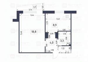 1-к квартира, вторичка, 37м2, 1/9 этаж