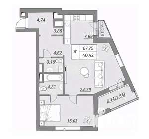 2-к квартира, вторичка, 68м2, 3/4 этаж