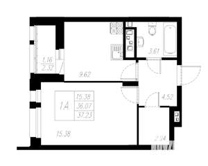 1-к квартира, вторичка, 37м2, 6/13 этаж