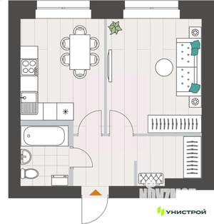 1-к квартира, вторичка, 37м2, 4/10 этаж