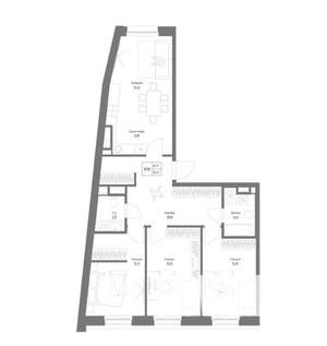 4-к квартира, строящийся дом, 96м2, 3/4 этаж