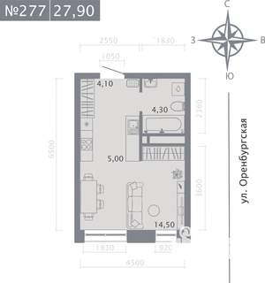 Студия квартира, строящийся дом, 28м2, 6/25 этаж
