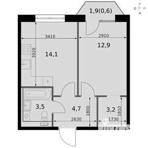 1-к квартира, вторичка, 39м2, 7/19 этаж