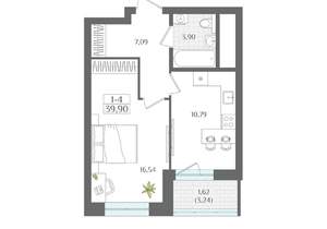 1-к квартира, вторичка, 39м2, 10/22 этаж
