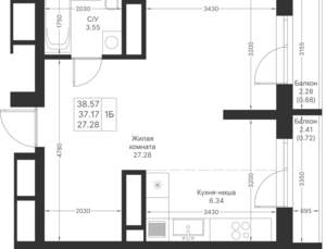 1-к квартира, вторичка, 39м2, 14/24 этаж