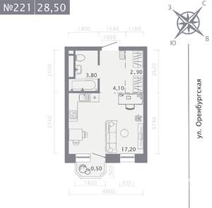 Студия квартира, строящийся дом, 29м2, 6/25 этаж