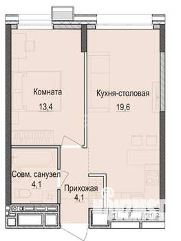 1-к квартира, строящийся дом, 42м2, 7/18 этаж