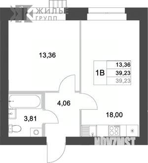 1-к квартира, вторичка, 39м2, 5/9 этаж