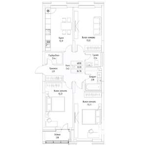 3-к квартира, вторичка, 85м2, 6/9 этаж