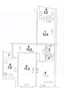 3-к квартира, вторичка, 67м2, 2/9 этаж