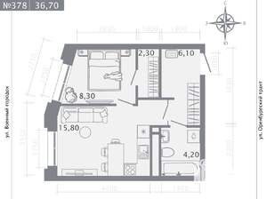 1-к квартира, строящийся дом, 37м2, 2/25 этаж