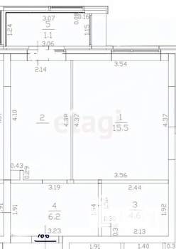 1-к квартира, вторичка, 36м2, 1/7 этаж