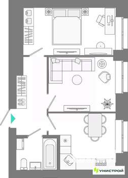 2-к квартира, вторичка, 44м2, 2/10 этаж