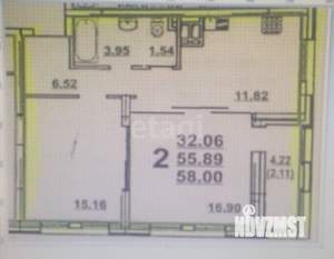 2-к квартира, вторичка, 58м2, 12/19 этаж