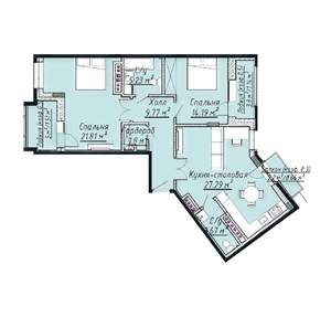 3-к квартира, строящийся дом, 89м2, 6/7 этаж