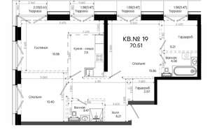 3-к квартира, строящийся дом, 71м2, 5/7 этаж