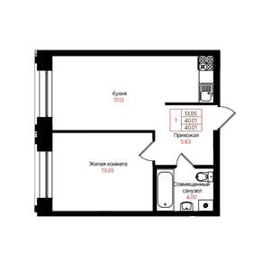 1-к квартира, вторичка, 40м2, 6/25 этаж