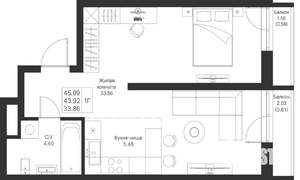 1-к квартира, вторичка, 45м2, 4/24 этаж