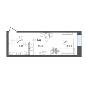 Студия квартира, вторичка, 32м2, 3/4 этаж