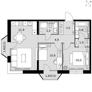 2-к квартира, вторичка, 61м2, 17/20 этаж