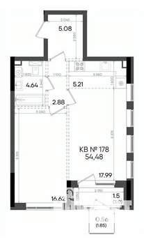 2-к квартира, вторичка, 54м2, 8/23 этаж