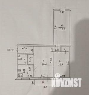 3-к квартира, вторичка, 58м2, 2/5 этаж