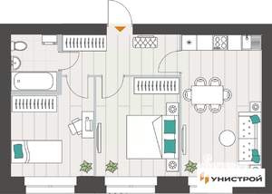 2-к квартира, вторичка, 53м2, 8/10 этаж