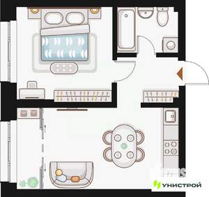 1-к квартира, вторичка, 43м2, 8/20 этаж