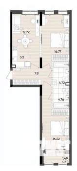 3-к квартира, вторичка, 70м2, 2/9 этаж