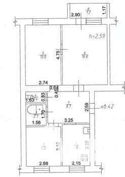 3-к квартира, вторичка, 59м2, 4/5 этаж