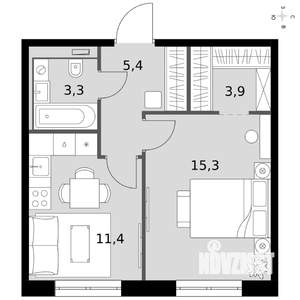 1-к квартира, вторичка, 39м2, 13/19 этаж