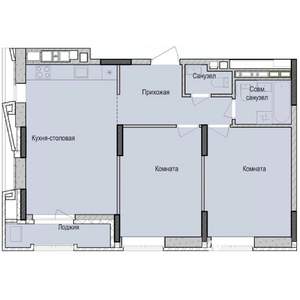 2-к квартира, строящийся дом, 65м2, 9/23 этаж