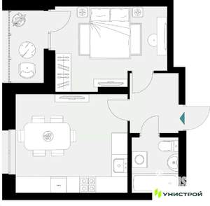 1-к квартира, вторичка, 40м2, 4/18 этаж