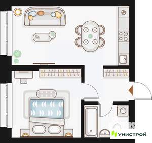 1-к квартира, вторичка, 43м2, 5/20 этаж