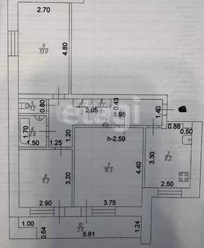 3-к квартира, вторичка, 61м2, 2/9 этаж