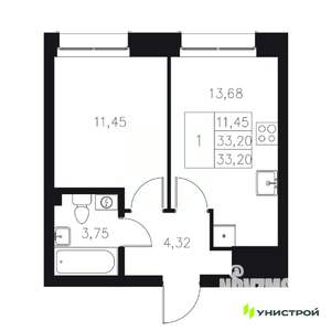 1-к квартира, вторичка, 33м2, 2/8 этаж