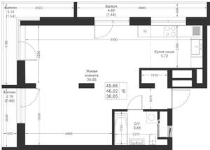 1-к квартира, вторичка, 50м2, 12/24 этаж