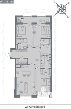 3-к квартира, строящийся дом, 112м2, 5/8 этаж