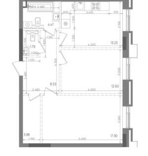 2-к квартира, строящийся дом, 62м2, 8/14 этаж