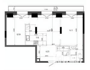 2-к квартира, вторичка, 65м2, 6/19 этаж