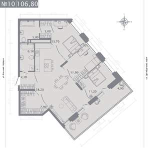 3-к квартира, строящийся дом, 107м2, 3/25 этаж