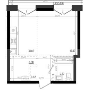 Студия квартира, строящийся дом, 41м2, 7/19 этаж