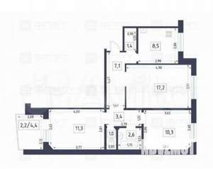 3-к квартира, вторичка, 62м2, 3/10 этаж