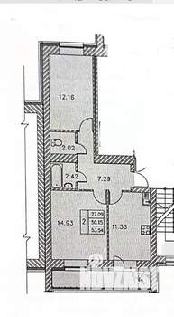 2-к квартира, вторичка, 54м2, 2/10 этаж